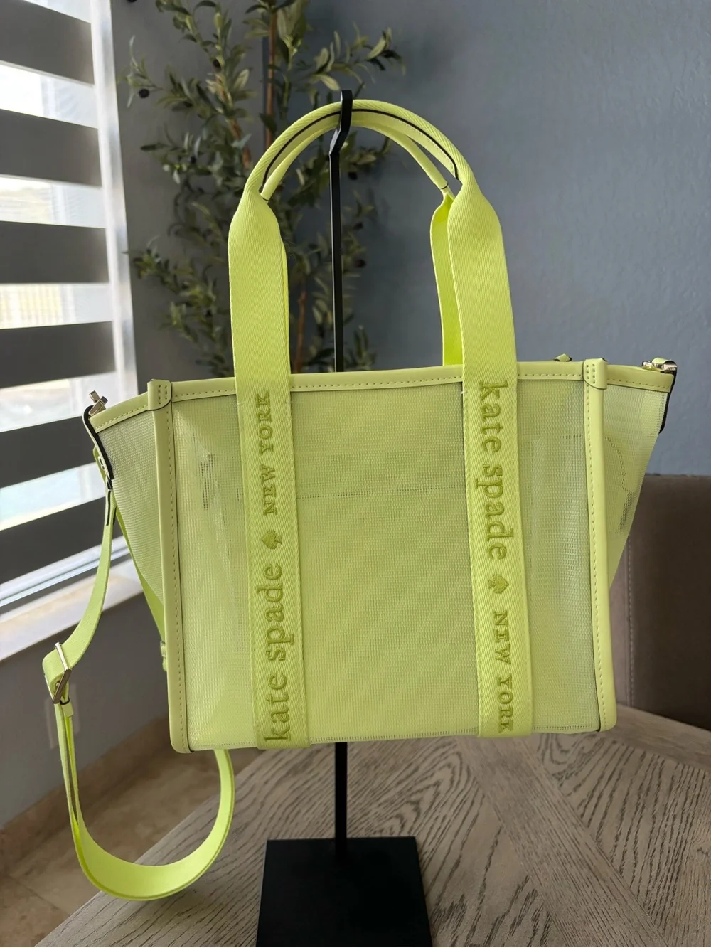 Kate Spade Mesh Tote Neon Green NWOT Crossbody